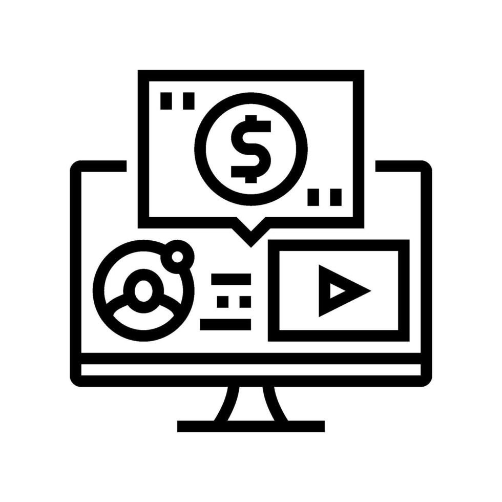 Webinar Monetarisierung Linie Symbol Vektor Illustration