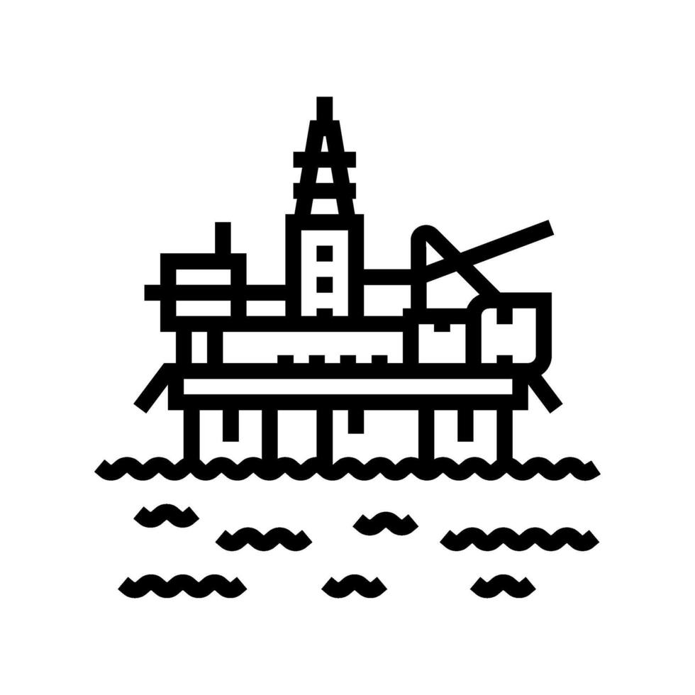 Plattform Öl Industrie Linie Symbol Vektor Illustration