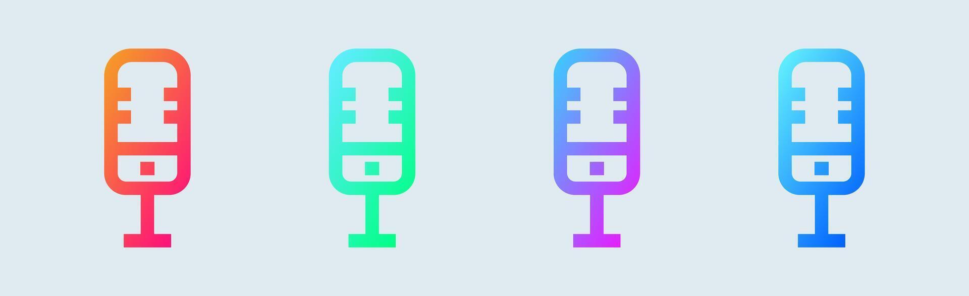 mikrofon linje ikon i lutning färger. röst tecken vektor illustration.