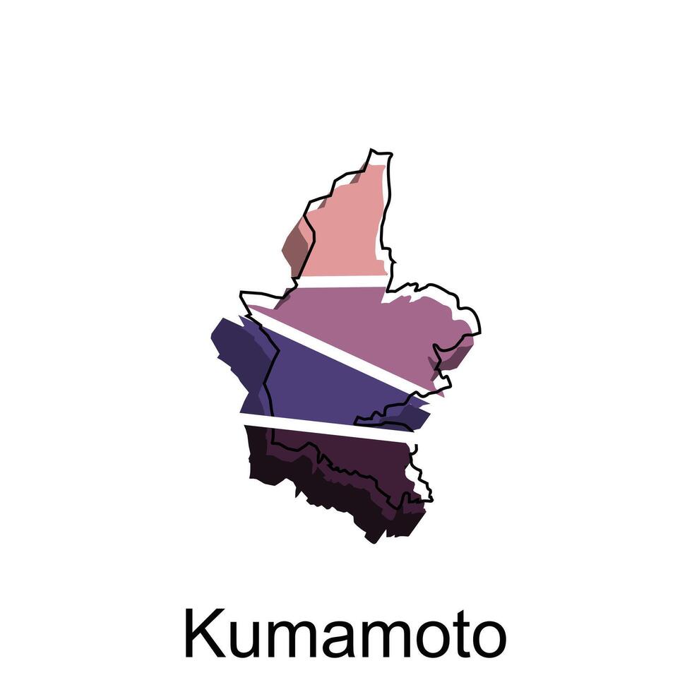 Vektor Karte von Kumamoto Stadt bunt Illustration Vorlage Design auf Weiß Hintergrund