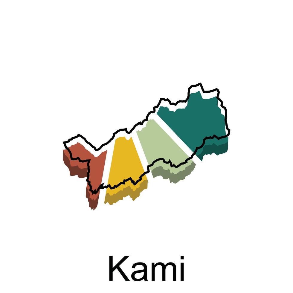 Karte Stadt von Kami Design Vorlage, Welt Karte International Vektor Vorlage mit Gliederung Grafik skizzieren Stil isoliert auf Weiß Hintergrund