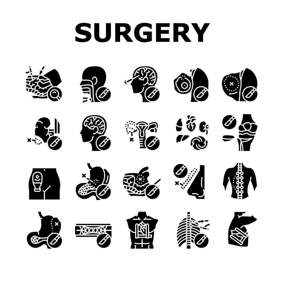 Chirurgie Krankenhaus Gesundheit Symbole einstellen Vektor