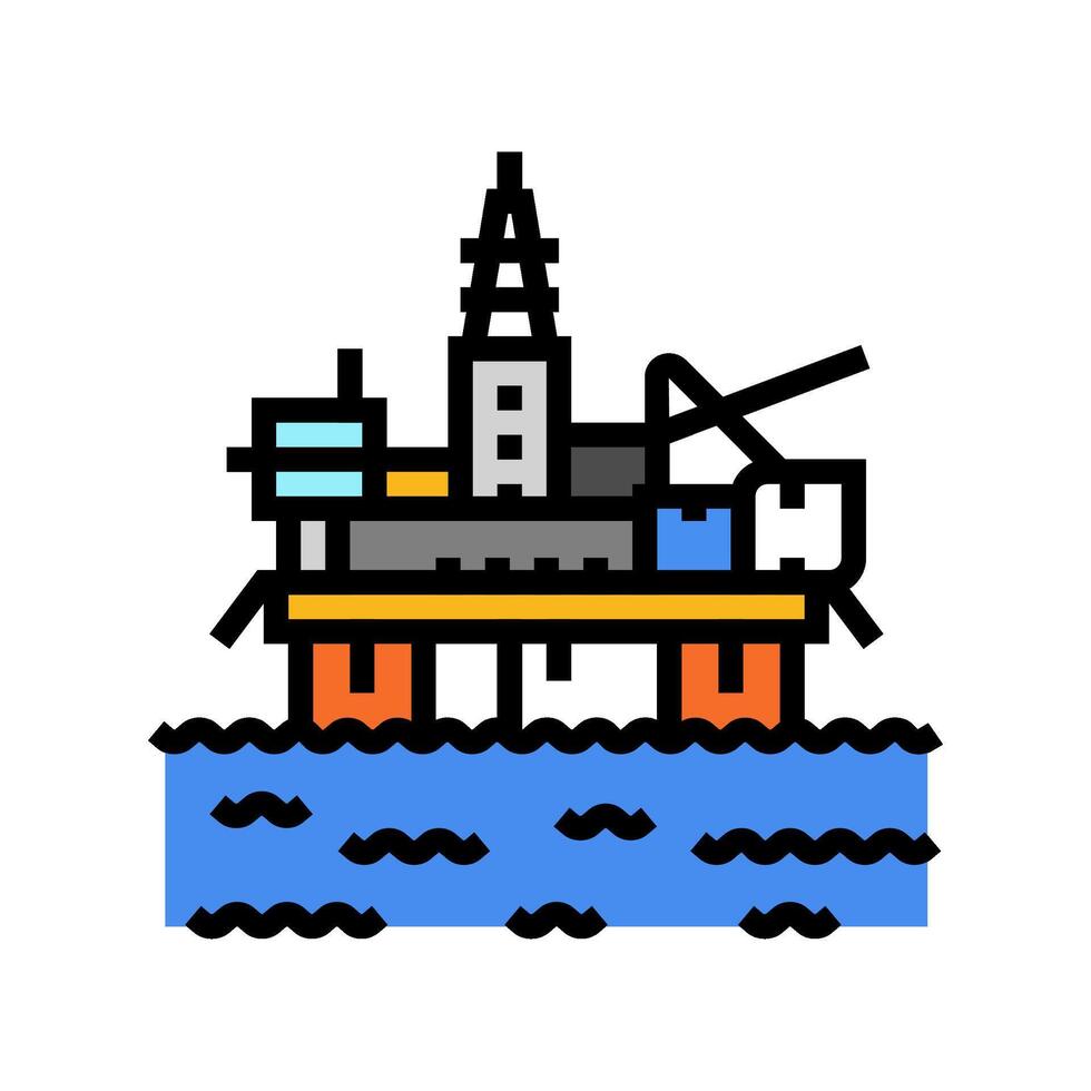 Plattform Öl Industrie Farbe Symbol Vektor Illustration