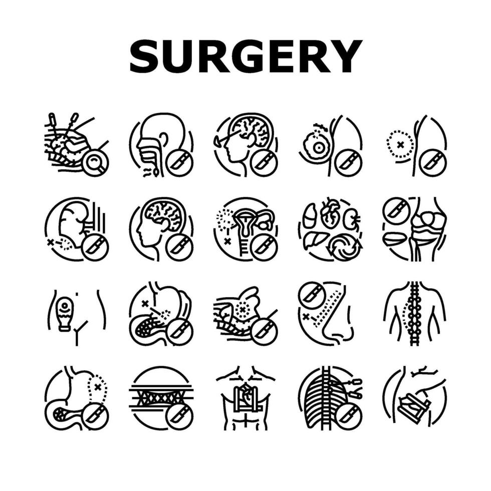 kirurgi sjukhus hälsa ikoner uppsättning vektor