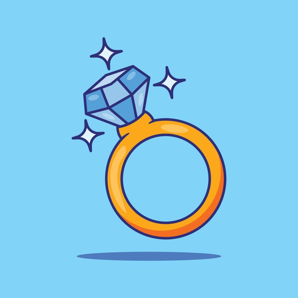 Diamant Ring Karikatur Vektor Illustration.