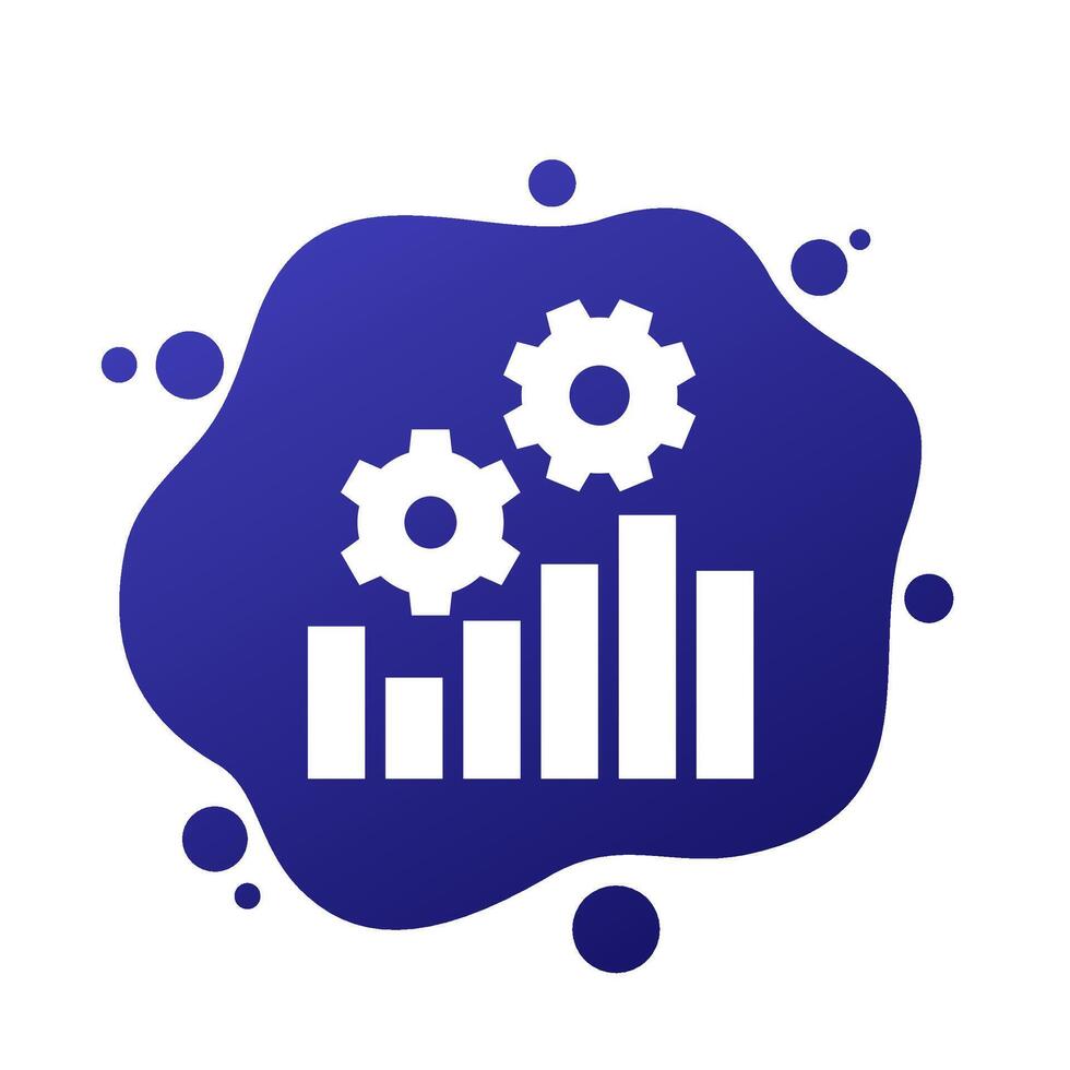 prestanda ikon med en Graf och kugghjul vektor