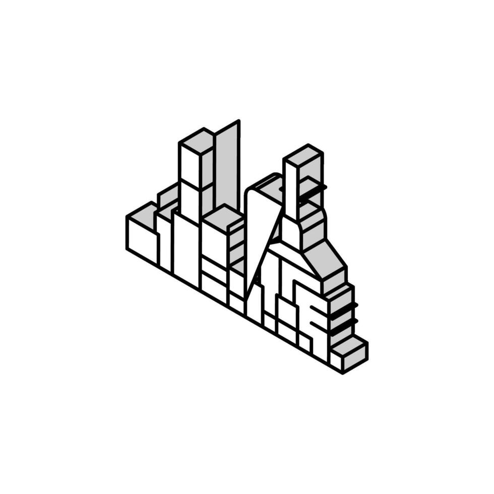 Öl Raffinerie Pflanze Petroleum Ingenieur isometrisch Symbol Vektor Illustration