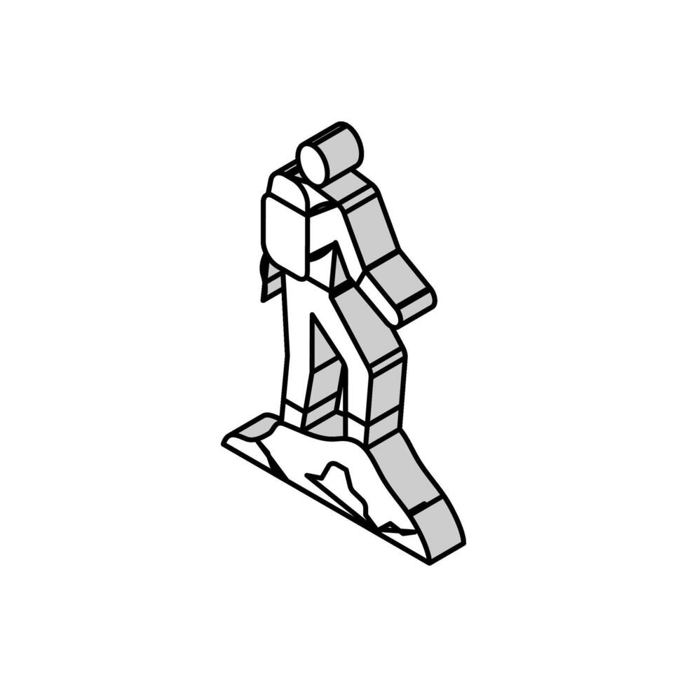 Bergsteiger auf das oben Abenteuer isometrisch Symbol Vektor Illustration