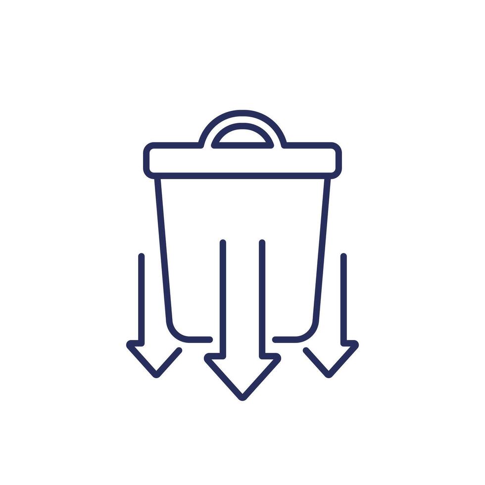 reduzieren Abfall Linie Symbol mit ein Müll Behälter vektor