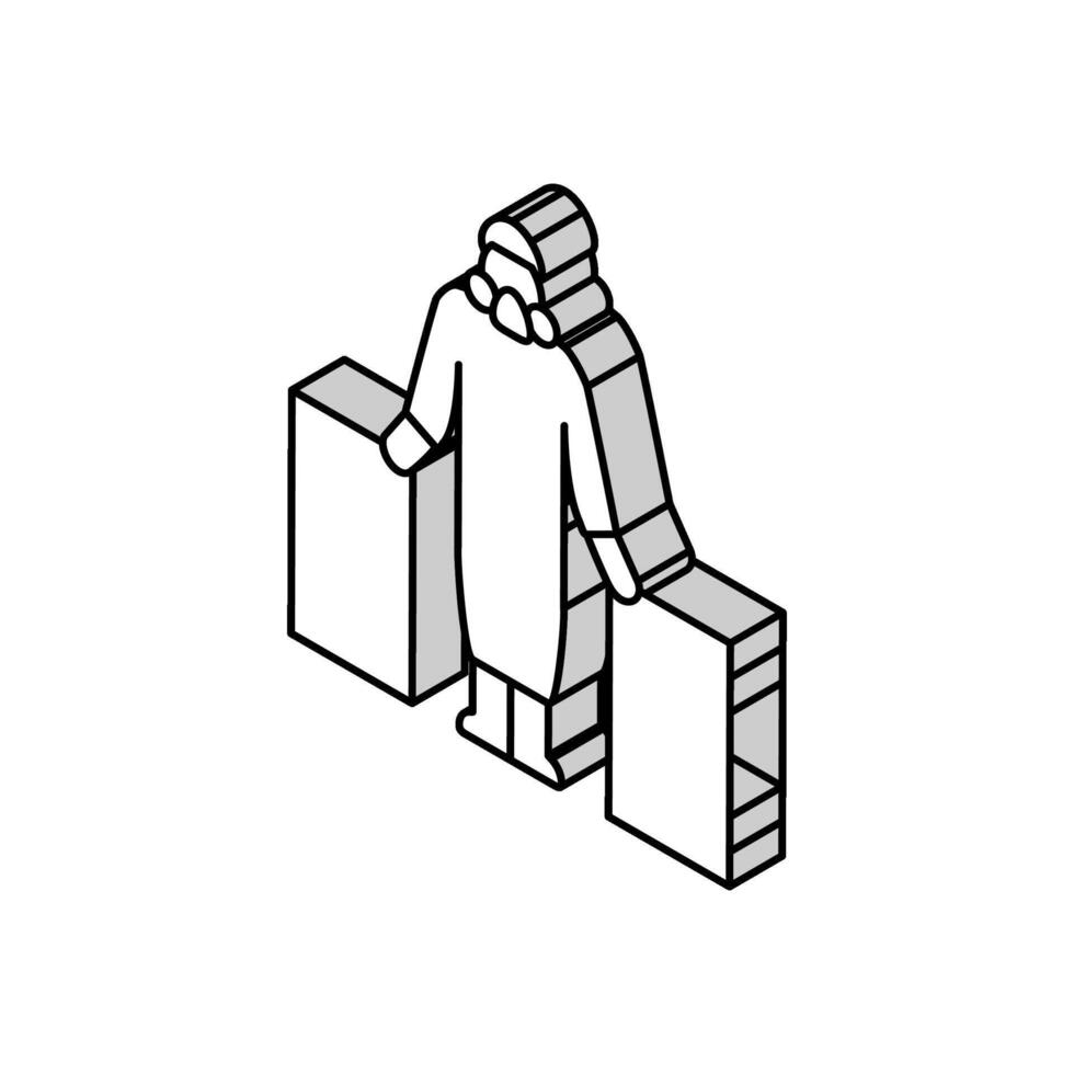 gefährlich Materialien Handhabung isometrisch Symbol Vektor Illustration