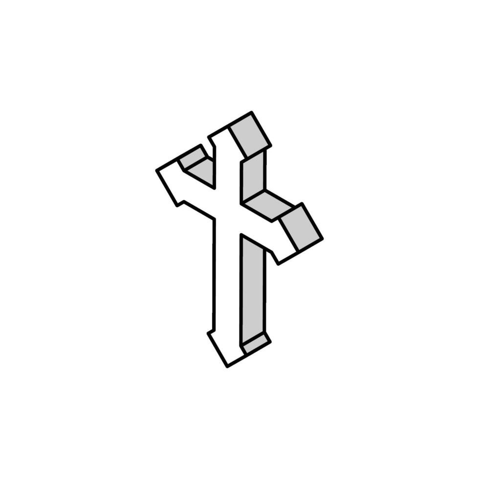Kreuz tätowieren Kunst Jahrgang isometrisch Symbol Vektor Illustration
