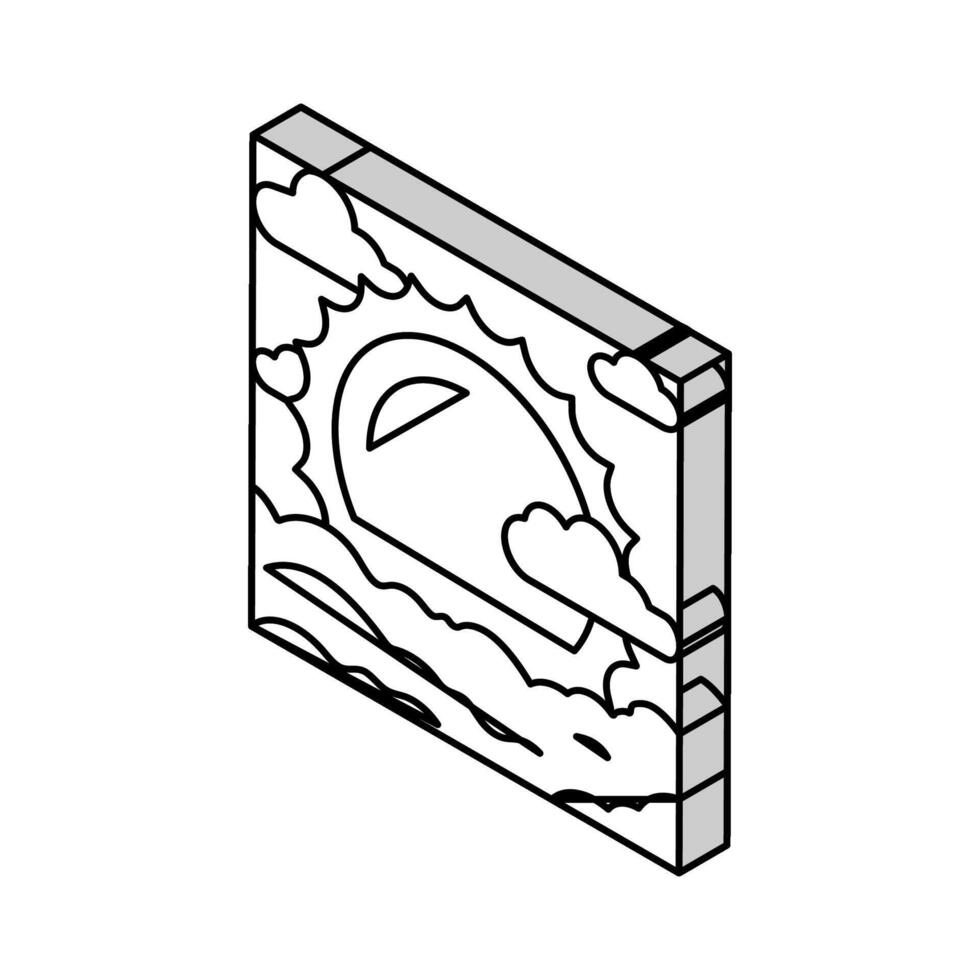 Sol solnedgång sommar solljus isometrisk ikon vektor illustration