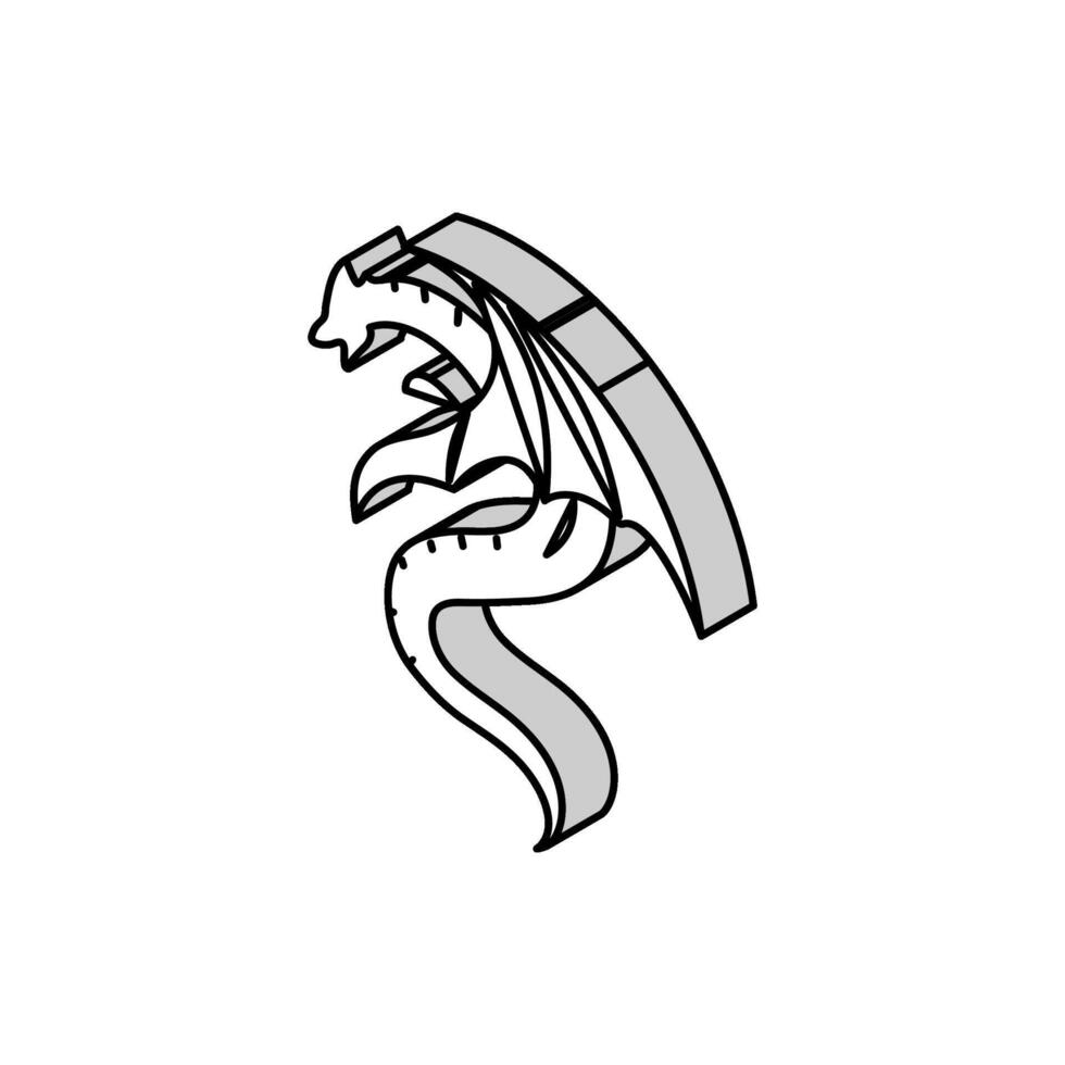Drachen tätowieren Kunst Jahrgang isometrisch Symbol Vektor Illustration