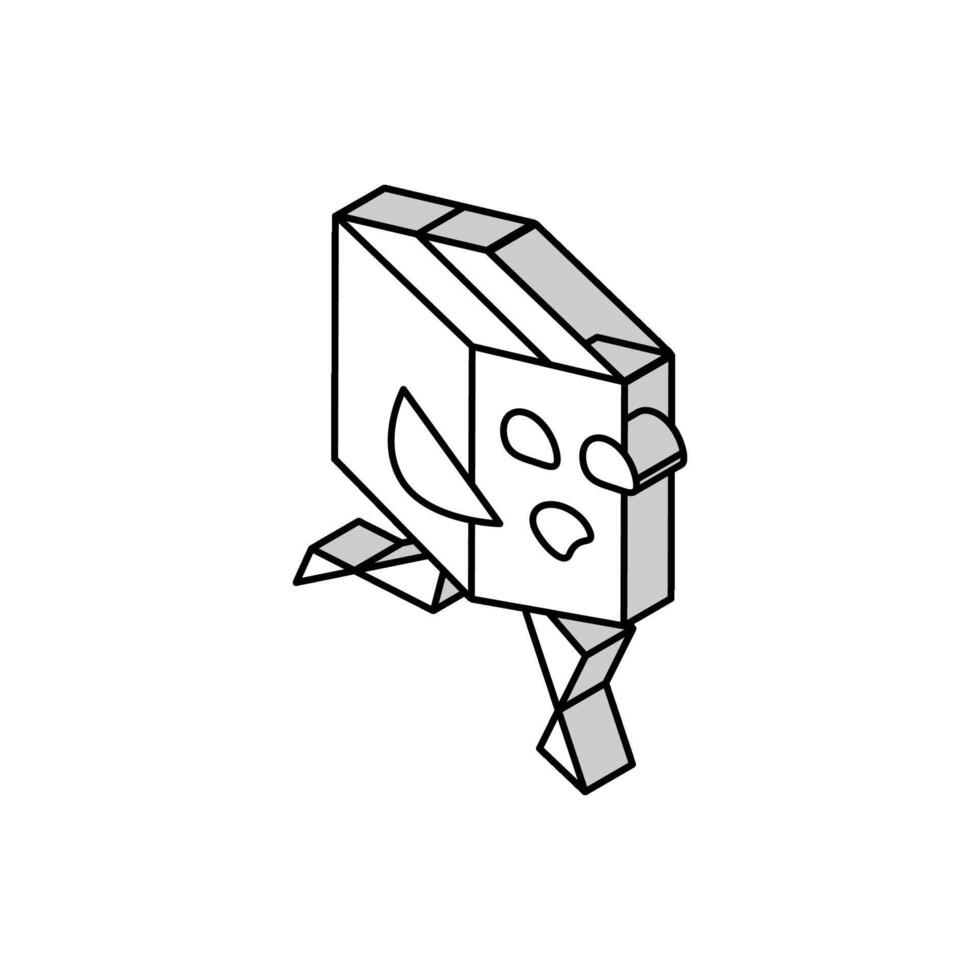 springa kartong låda karaktär isometrisk ikon vektor illustration
