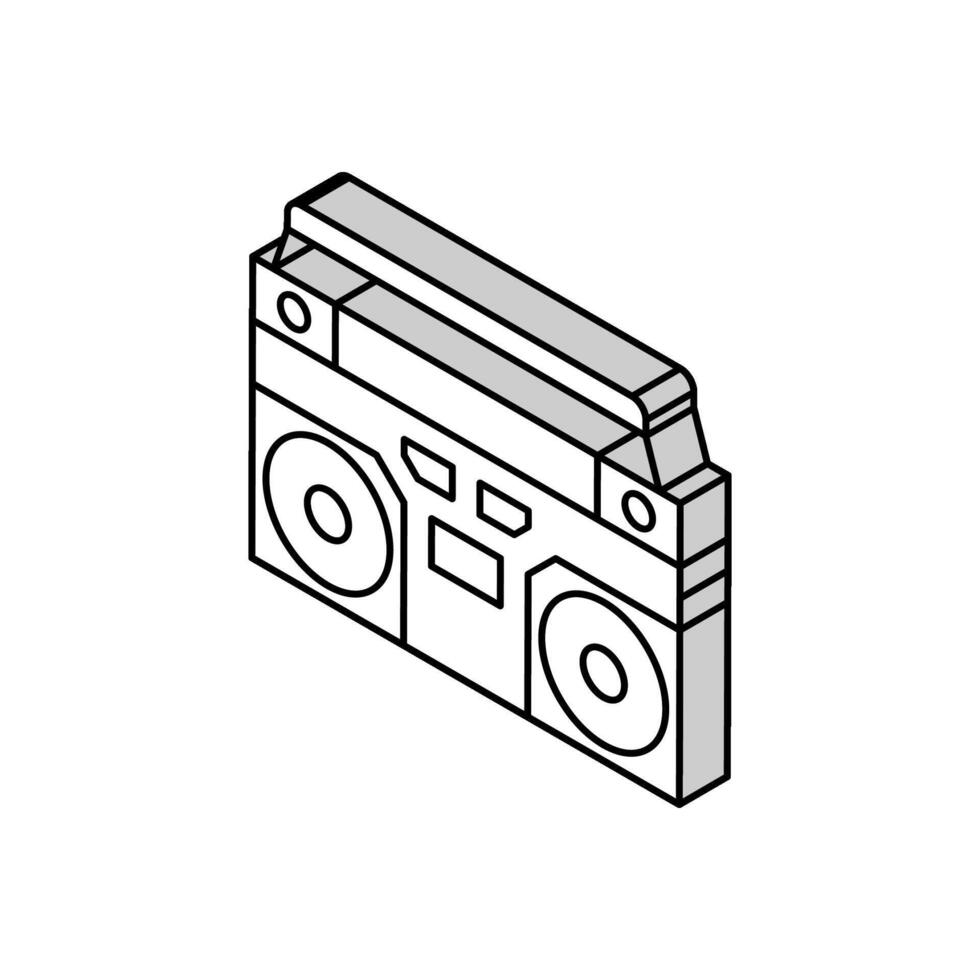 boombox retro musik isometrisk ikon vektor illustration