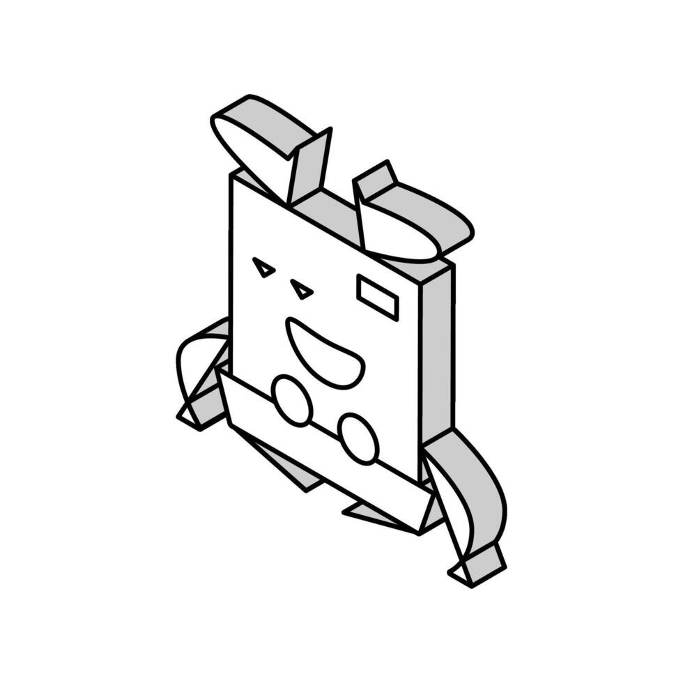 do inte sväng kartong låda karaktär isometrisk ikon vektor illustration