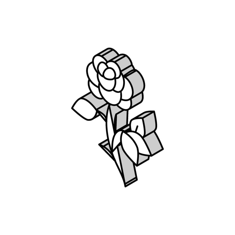 Rose Kunst tätowieren Jahrgang isometrisch Symbol Vektor Illustration