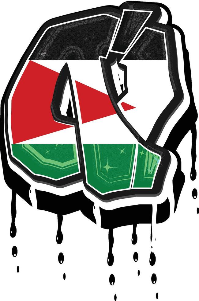 Palästina Flagge Graffiti tropft Vektor Vorlage