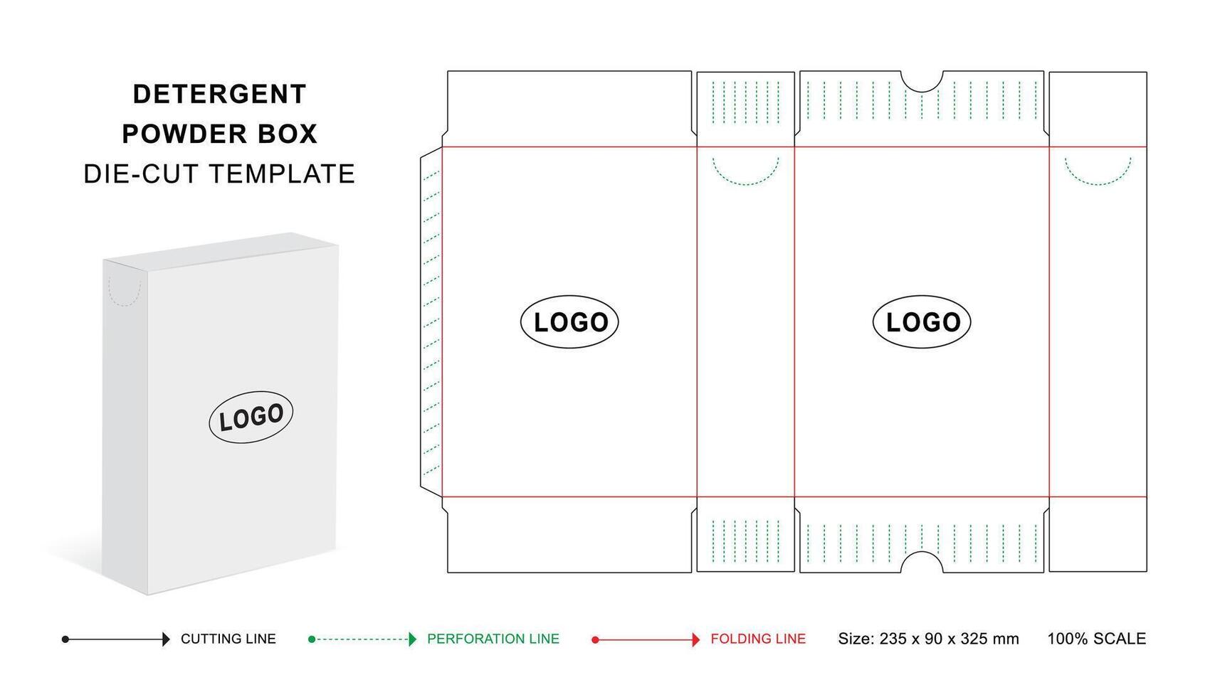 Waschmittel Pulver Box sterben Schnitt Vorlage oder Verpackung Box Attrappe, Lehrmodell, Simulation vektor