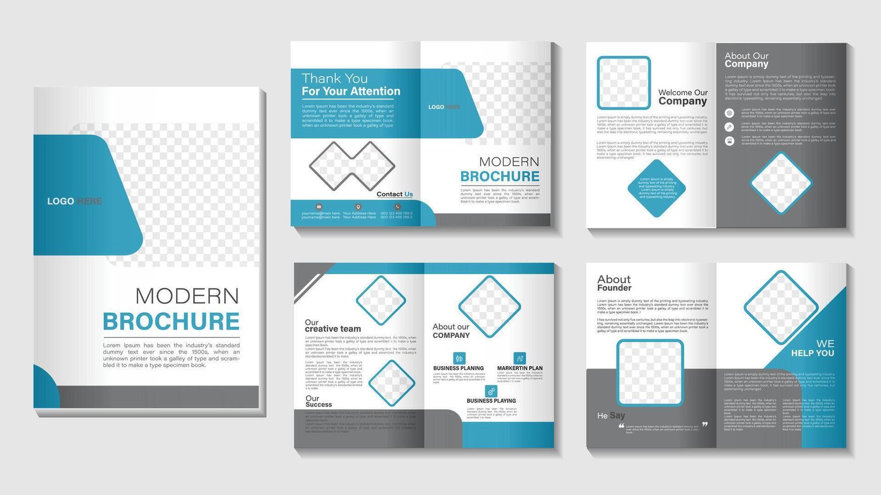 8 sida företag profil broschyr design vektor