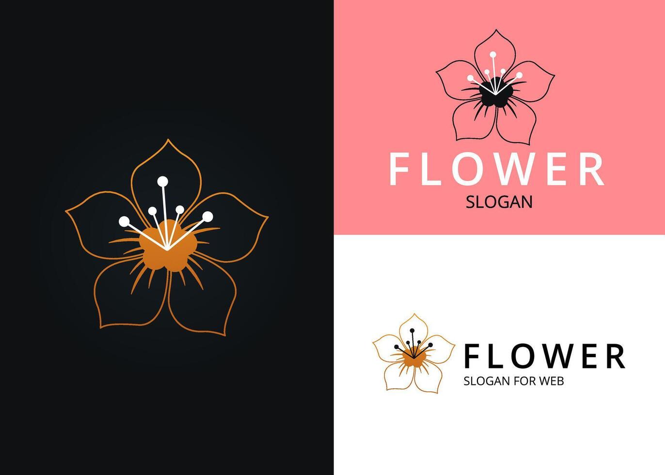 golden Blüten Symbol. minimalistisch Blumen- Logo Design. Sakura Symbol zum Schönheit Geschäft vektor