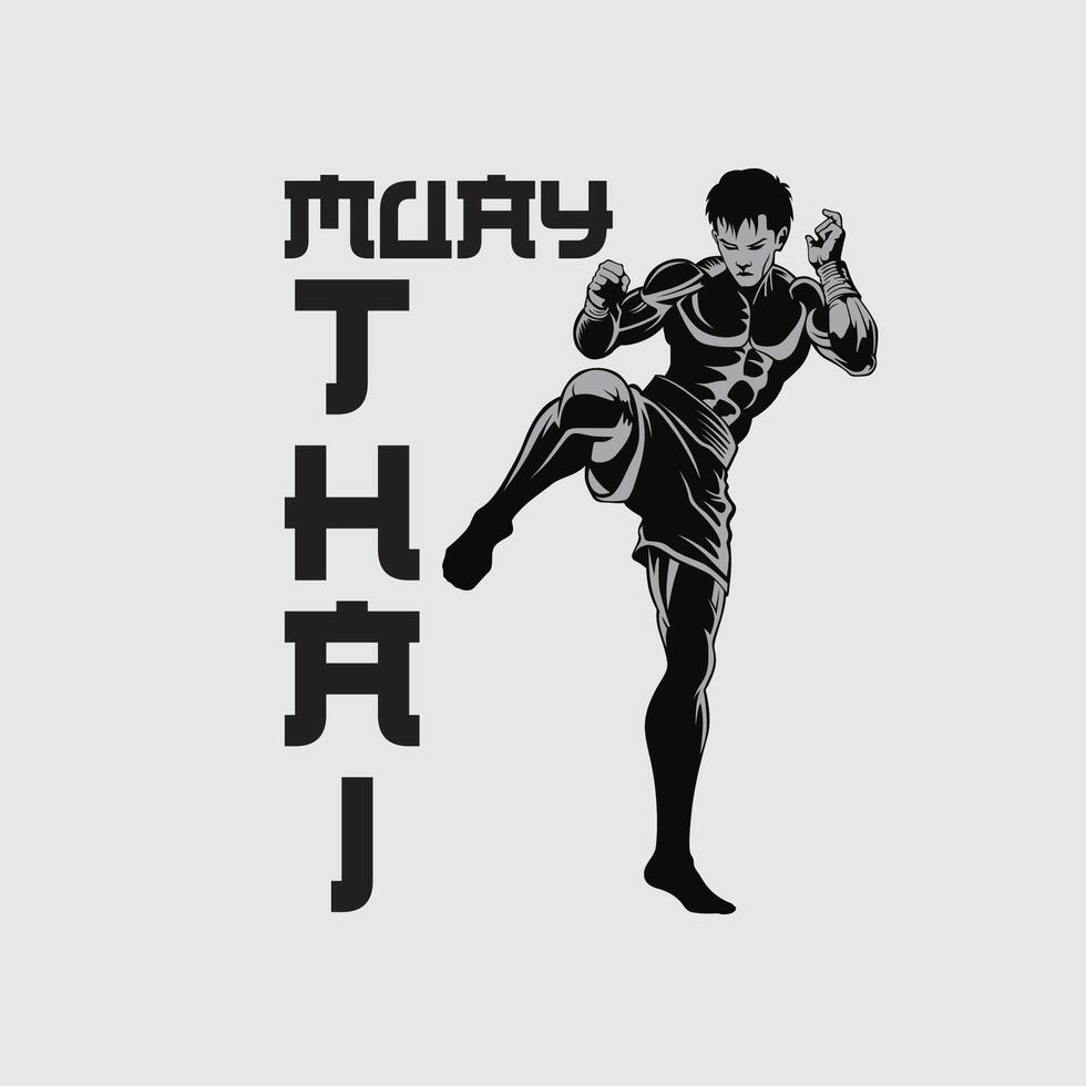 vektor logotyp muay thai kämpe