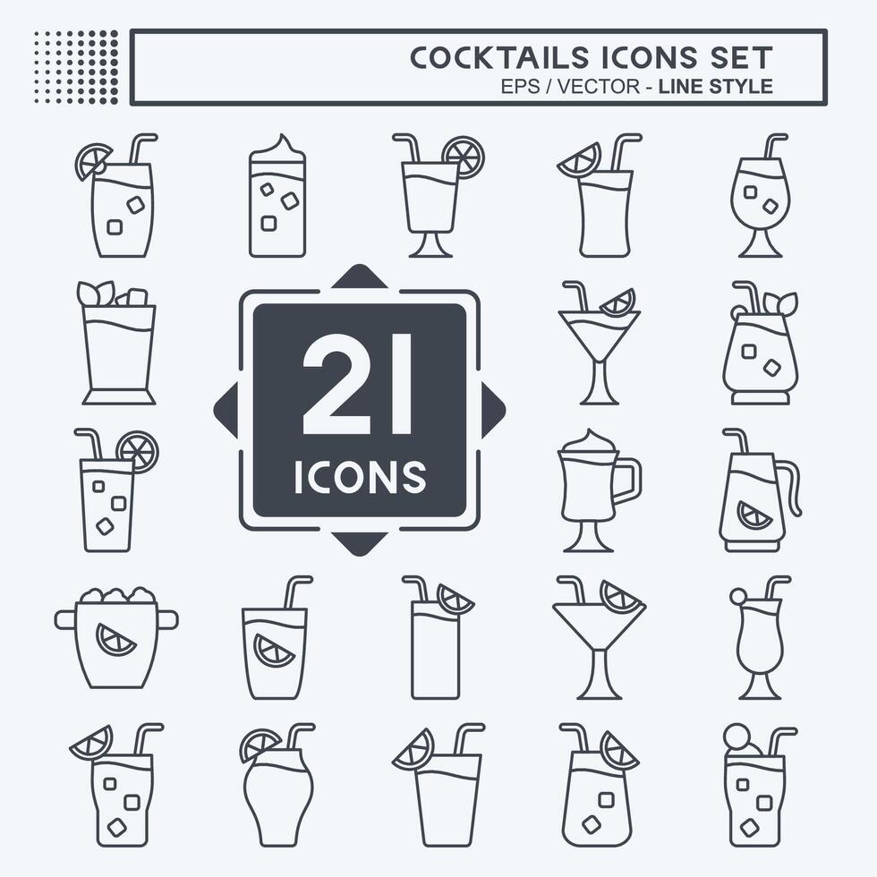ikon uppsättning cocktails. relaterad till restauranger symbol. linje stil. enkel design redigerbar. enkel illustration vektor