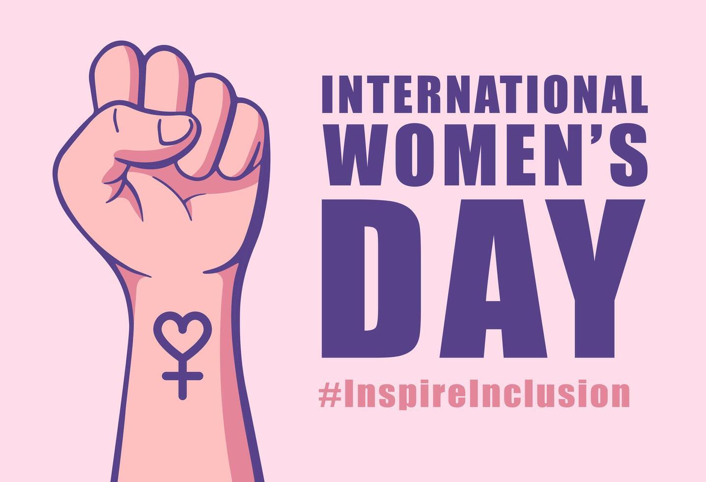 internationell kvinnor dag begrepp affisch. inspirera inkludering kvinna illustration bakgrund. 2024 kvinnors dag kampanj tema - inspirera inkludering vektor