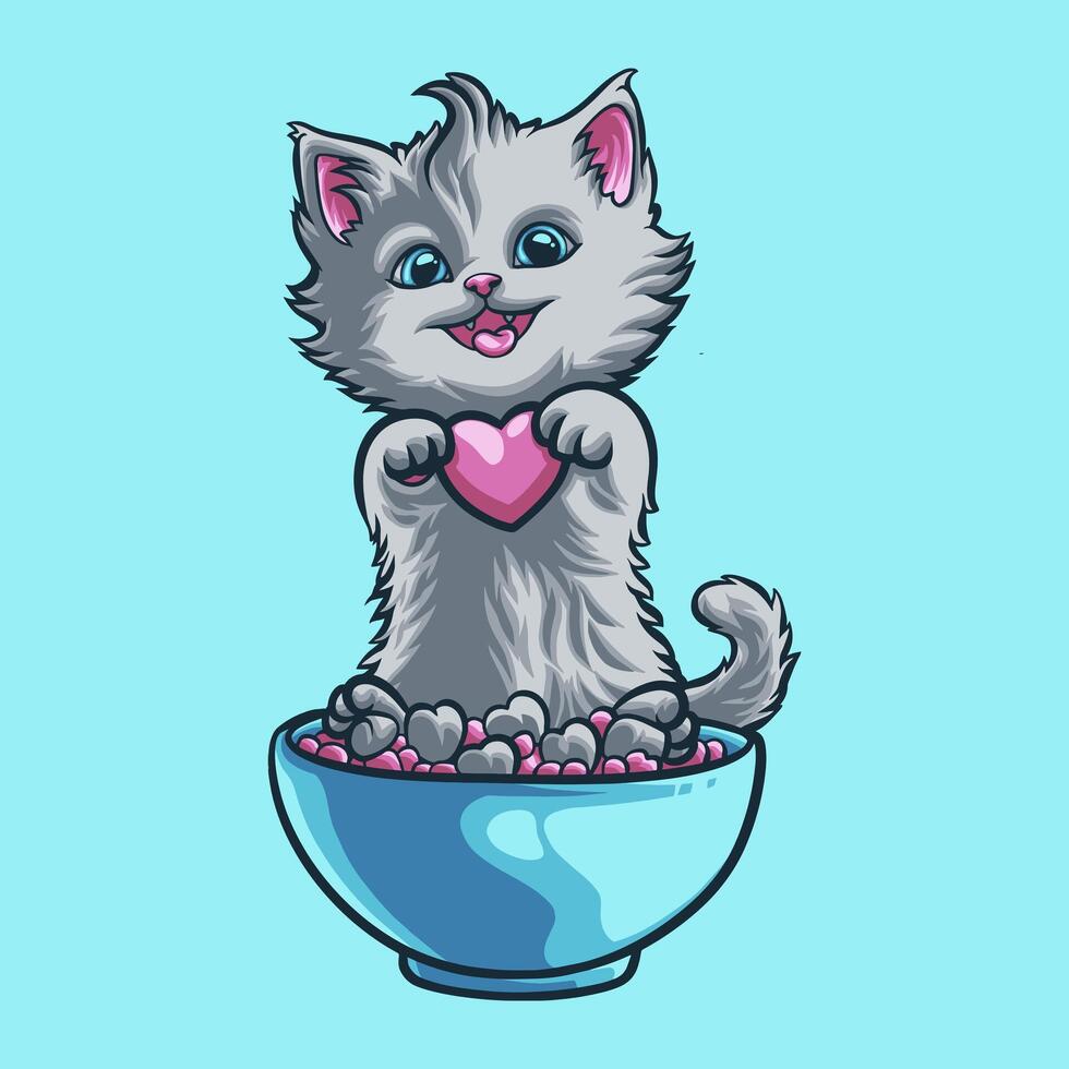 Katze Liebe Maskottchen großartig Illustration zum Ihre branding Geschäft vektor