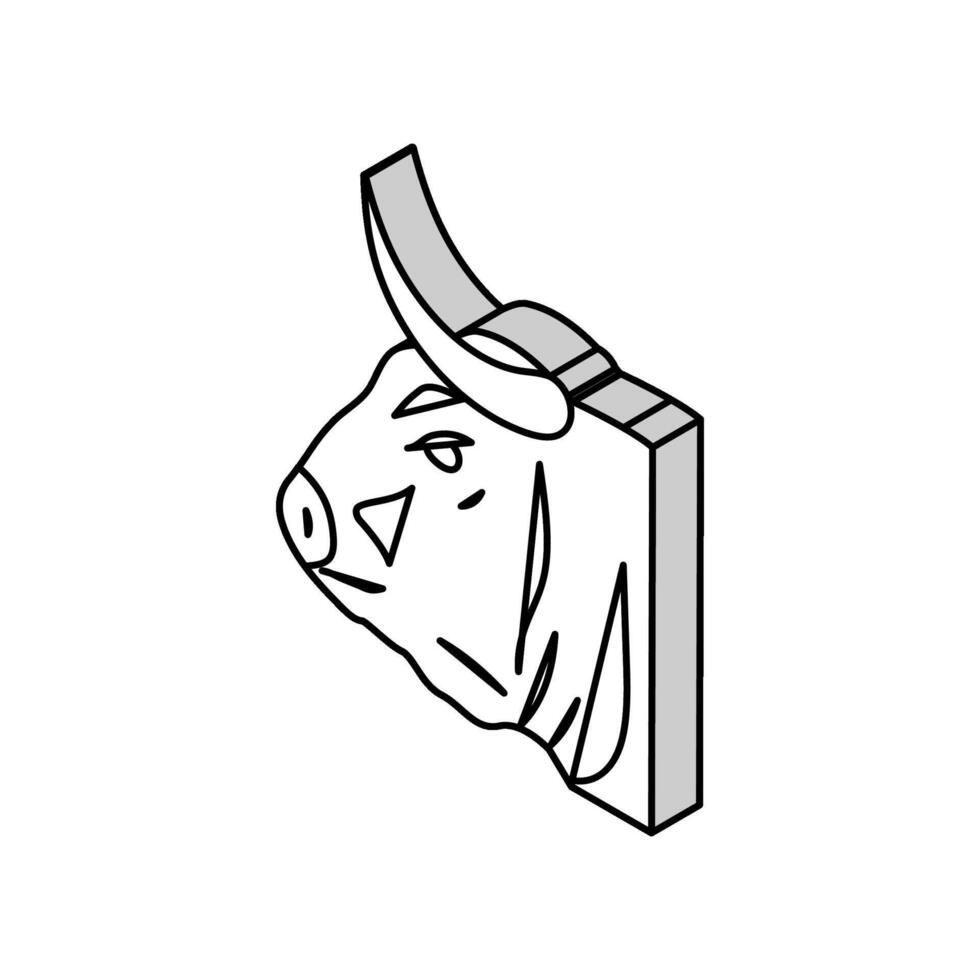 tjur huvud djur- isometrisk ikon vektor illustration