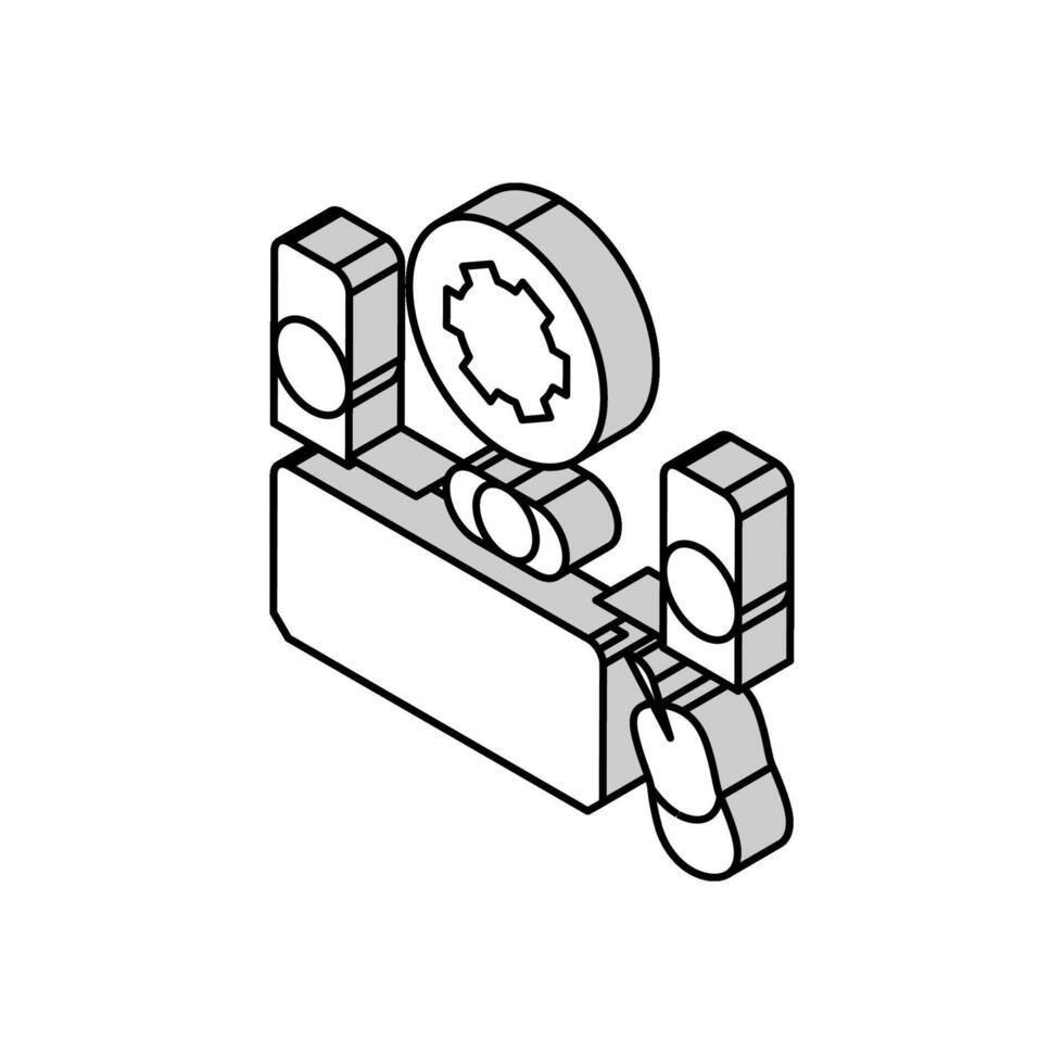 peripher Konfiguration Reparatur Computer isometrisch Symbol Vektor Illustration