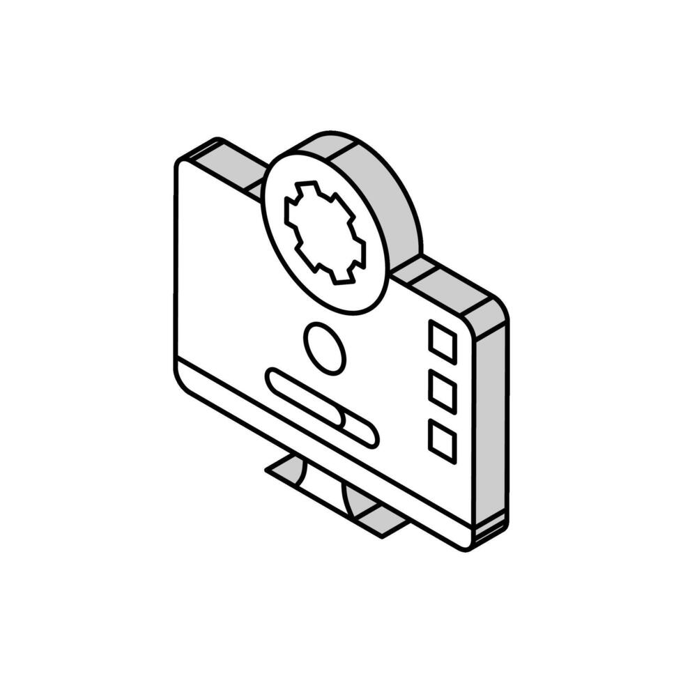 programvara uppdateringar reparera dator isometrisk ikon vektor illustration