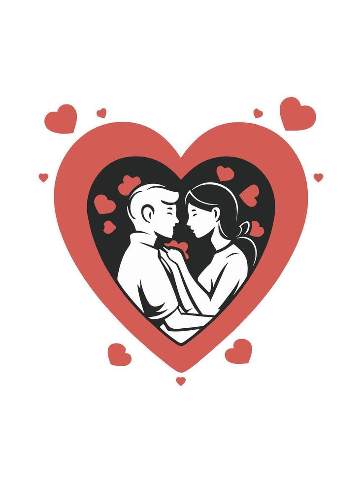 glücklich Valentinstag Tag T-Shirt Design Silhouette. vektor