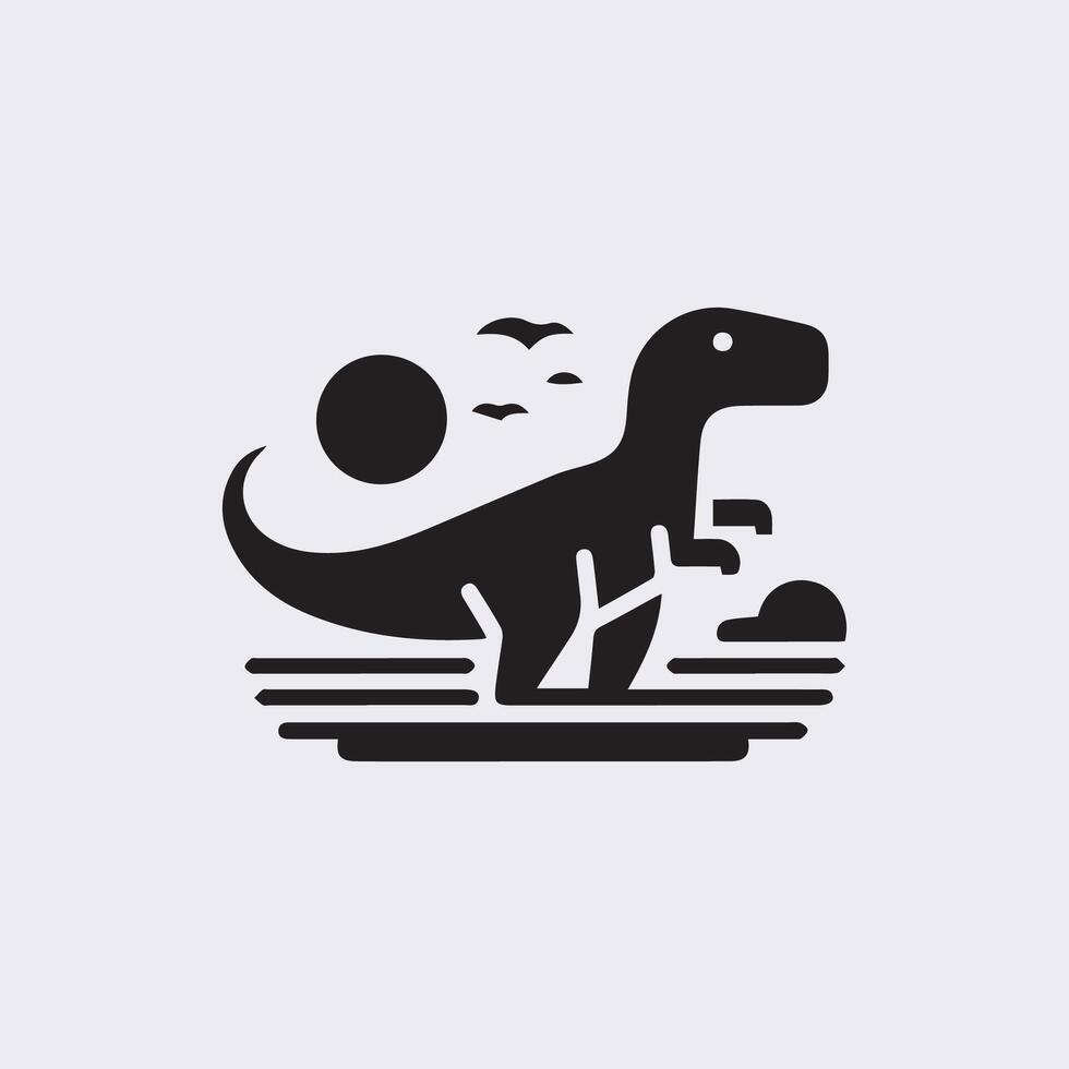 schwarz Dinosaurier Silhouetten, Dinosaurier Logo Symbol vektor