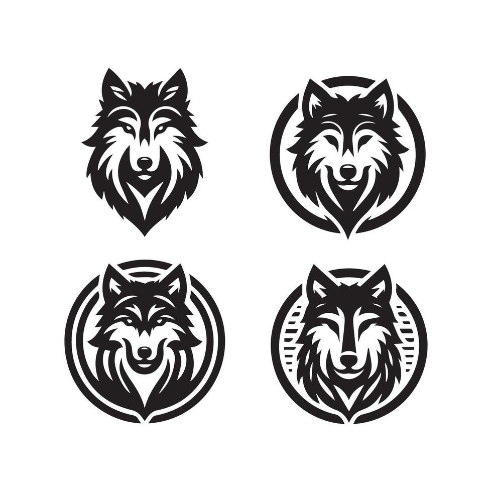 Varg huvud illustration logotyp design. Varg maskot vektor