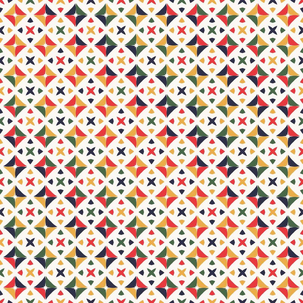 bunt geometrisch Mosaik nahtlos Muster mit einfach abstrakt Formen. modern skandinavisch Stil Hintergrund drucken. modisch hell Textur, Geometrie Collage zum Textil, Hintergrund, Fliesen, Verpackung vektor