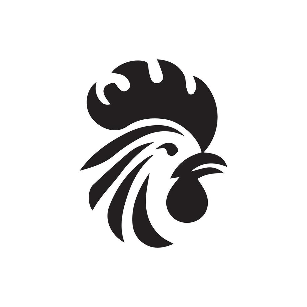 enkel svart kyckling huvud logotyp, kyckling ikon vektor