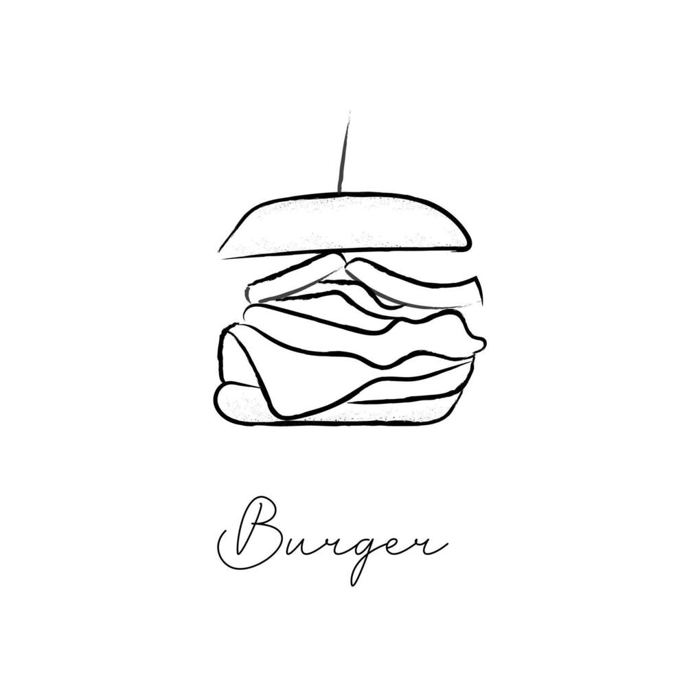 hand dragen hamburgare burger ikon illustration. snabb mat ikon vektor