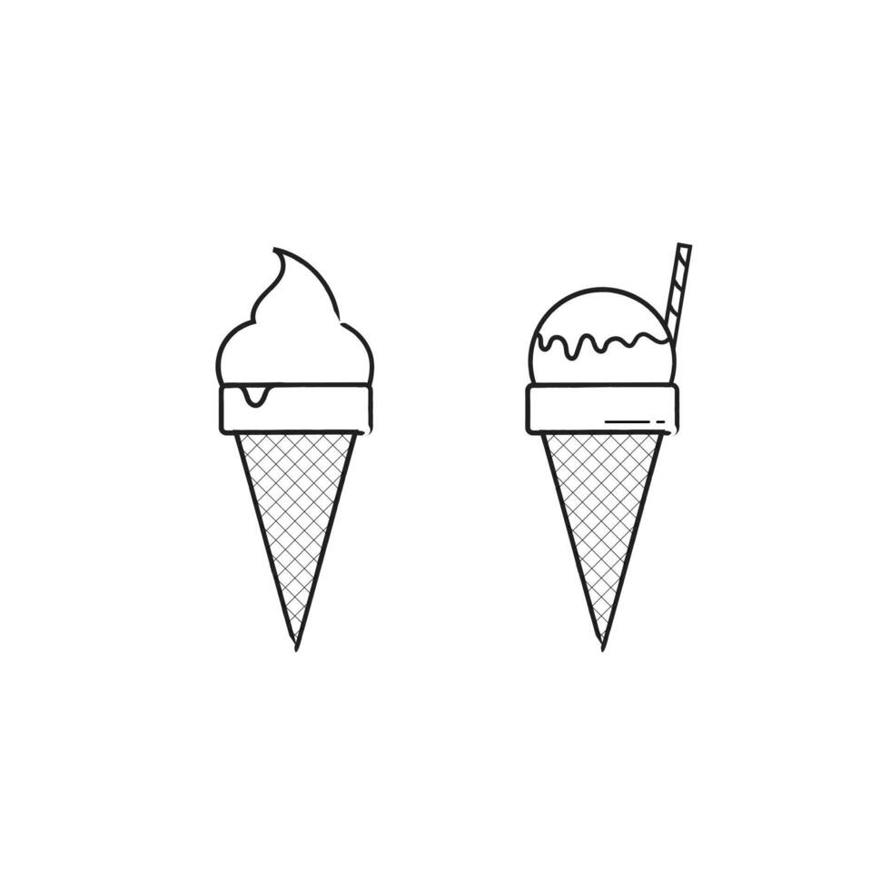Eis Sahne Symbol mit zwei anders Typen. Eis Sahne Symbol mit Eis Sahne Kegel. vektor