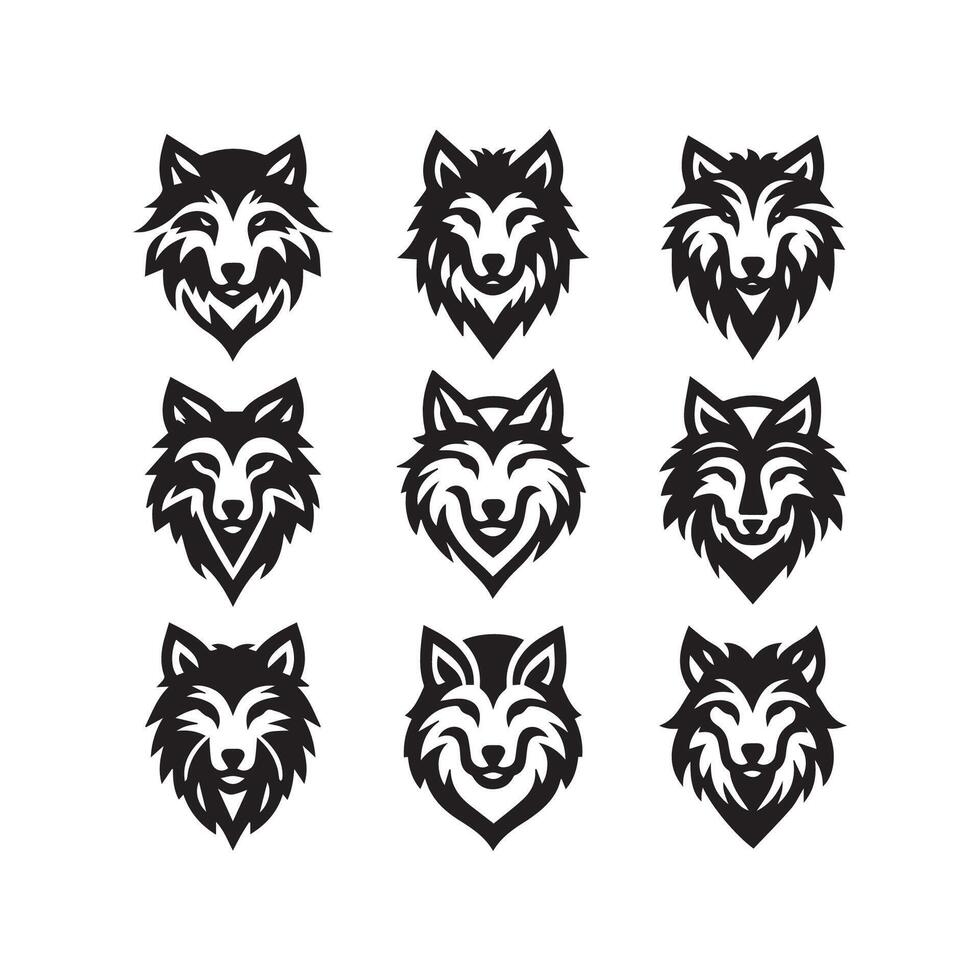 Wolf Kopf Illustration Logo Design. Wolf Maskottchen Vektor