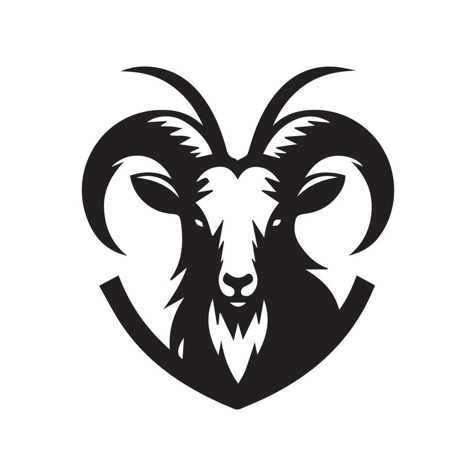 Ziege Kopf schwarz und Weiß Logo Design Vorlage vektor