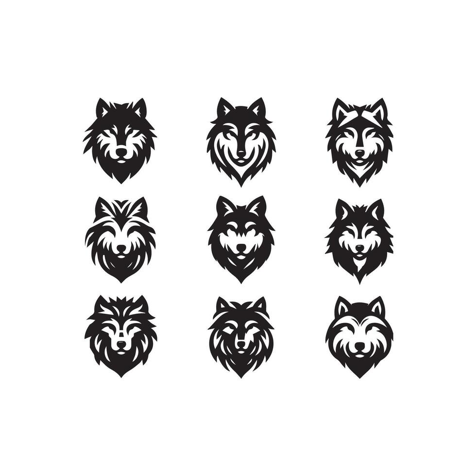 Wolf Kopf Illustration Logo Design. Wolf Maskottchen Vektor