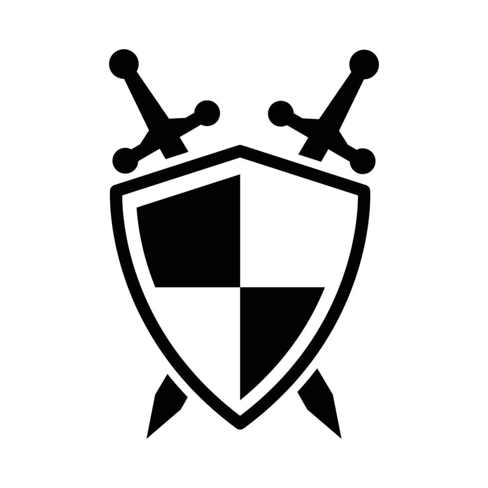 Schild und Schwert Symbol Vektor Design Vorlage im Weiß Hintergrund