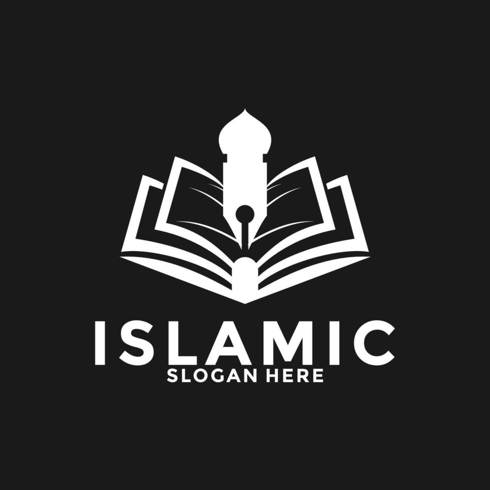 lyx muslim lära sig logotyp, islam inlärning logotyp mall, vektor illustration