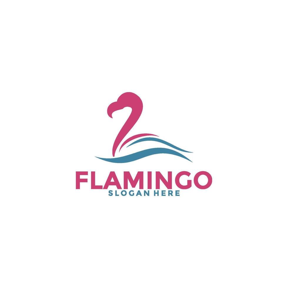 flamingo fågel logotyp begrepp, elegant flamingo linje konst logotyp vektor mall