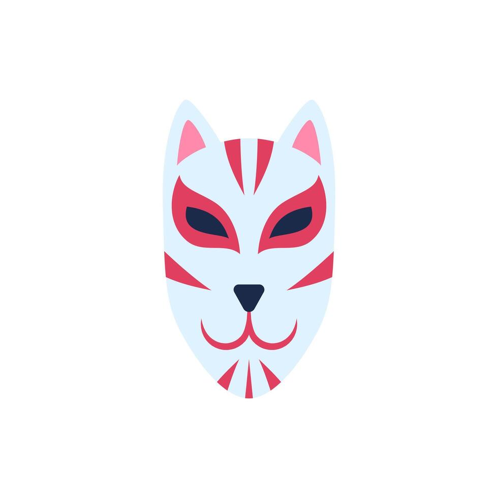 tecknad serie Färg hela japansk kitsune mask. vektor