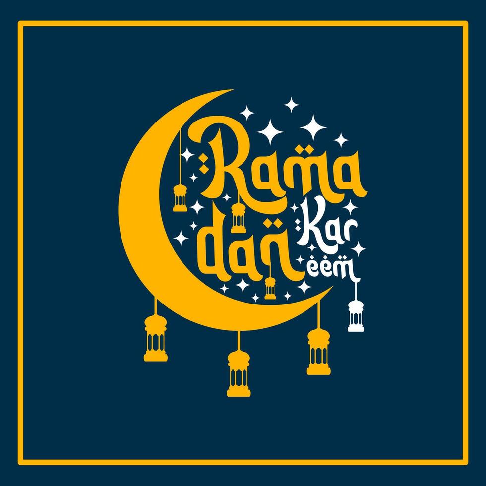 Ramadan kareem typografisch Design auf Blau Hintergrund. vektor