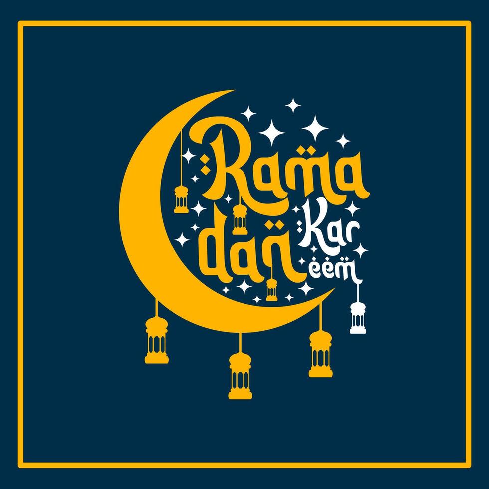 ramadan kareem typografisk design på blå bakgrund. vektor