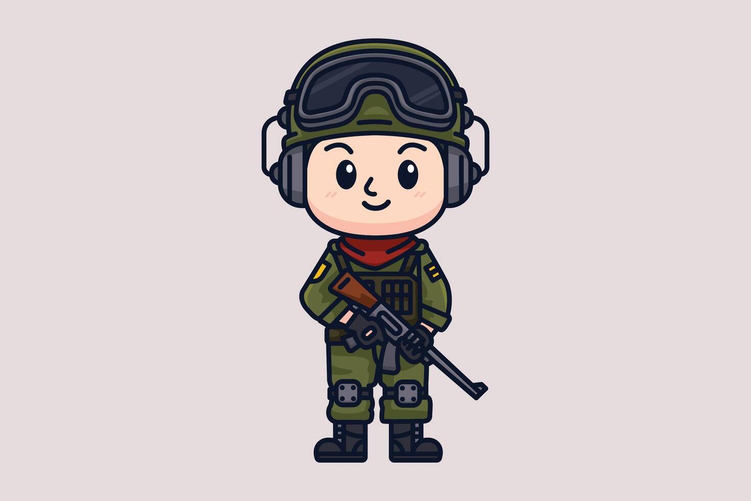 söt soldat tecknad serie karaktär illustration vektor