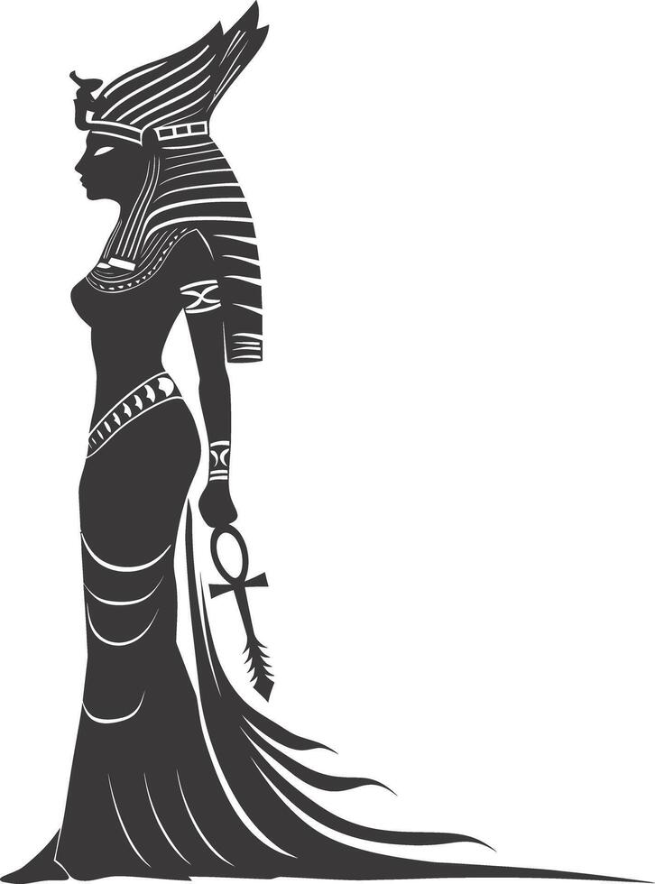 ai genererad silhuett kvinna farao de egypten mytisk varelse svart Färg endast vektor